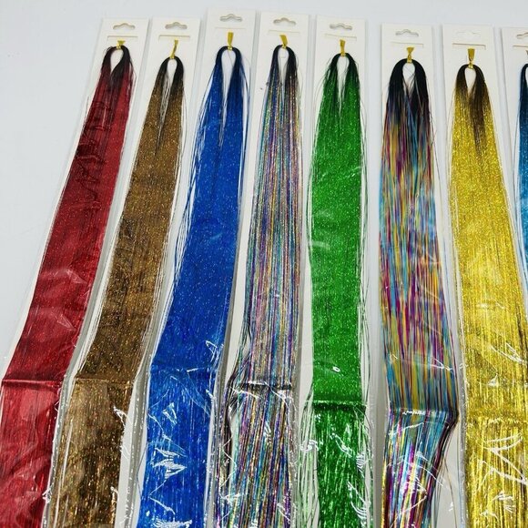 Hair Tinsel Extension 10 Colors 47 Inch Fairy Holographic Sparkle NEW - Picture 3 of 5